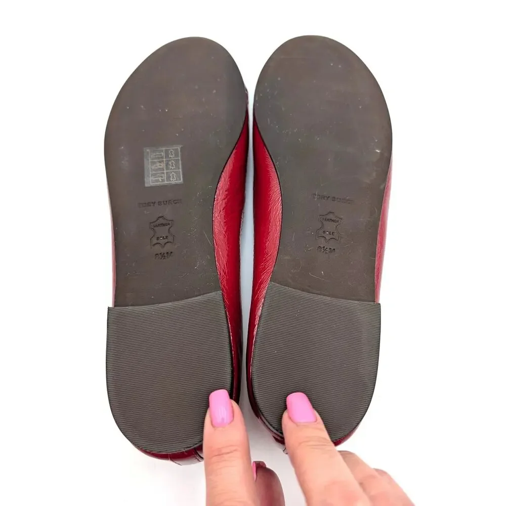 Tory Burch Ballerinas Leather Ballet Flats Women's Red Size US8.5M EU39